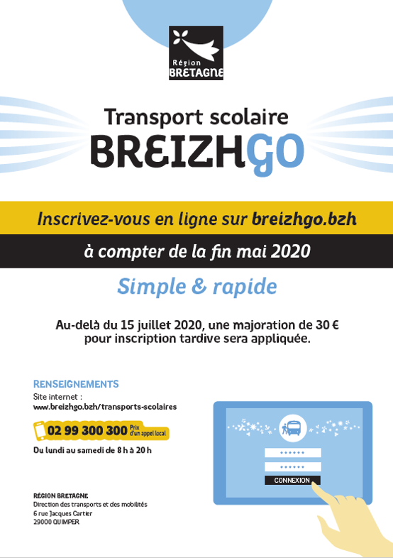 Inscription transport scolaire Finistère 2020-2021